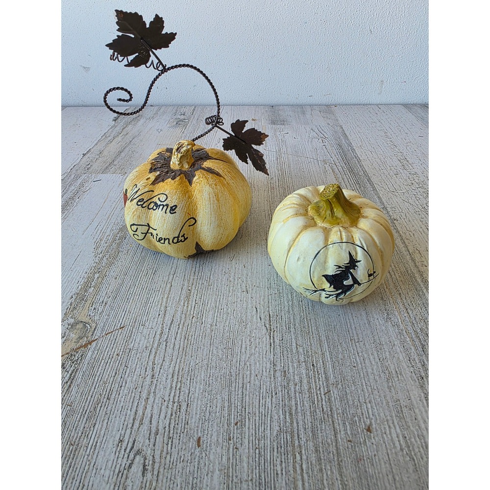 Pumpkin witch Thanksgiving leaves jack-o'-lantern decor set Fall Halloween metal